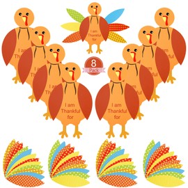 Gejoy 56 Pieces Thanksgiving Turkey Craft Kits DIY Turkey Thanksgiving Party School Activities Decoration Supplies, Makes Up to 8 Turkeys (Orange Series)