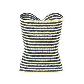 MakeMeChic Women's Knit Striped Twist Front Tube Top Strapless Cut Out Bandeau Crop Tops Multicolor Small