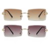 NIDOVIX Rimless Rectangle Sunglasses For Women Men Fashion Frameless UV400