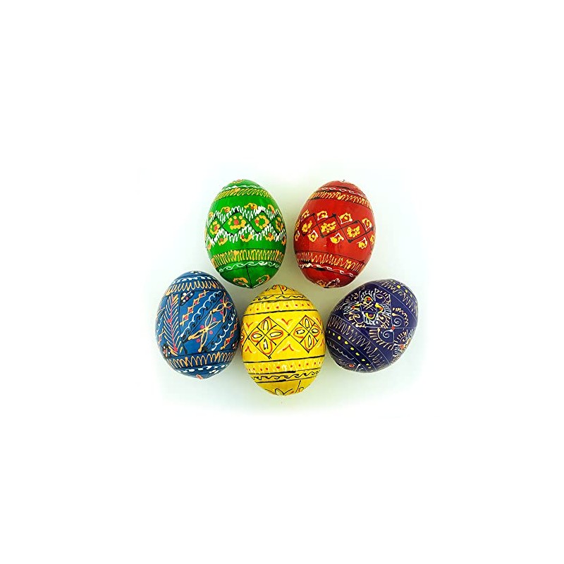Alexandra Int'l Set of 5 Ukrainian Wooden Easter Eggs Pysanky