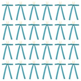 PATIKIL Velvet Bows, 24 Pcs Velvet Ornaments Ribbon Gift Bows Vintage Wreath Bow for Christmas Tree Wedding Birthday Parties Decor, Light Blue (5/8" Width, 5x7 Inch)