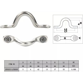 Amarine Made 20PCS Stainless Steel Bimini Boat Top PAD Eye Eye Straps  Tie Down Kayak Loops