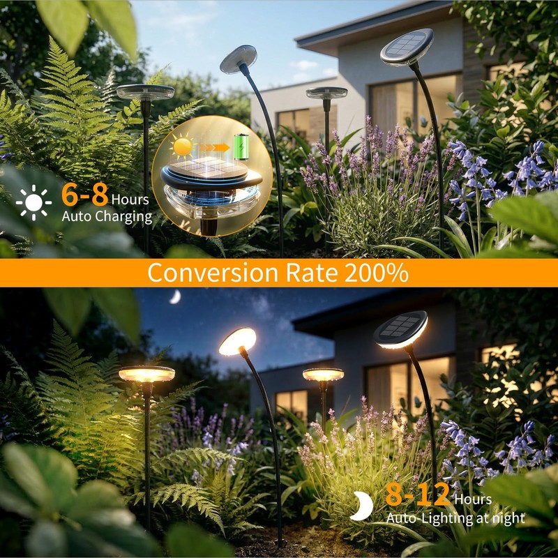 Solar Pathway Lights Outdoor, 4 Pack Solar Powered Garden Lights