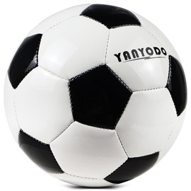 YANYODO Durable 6" Mini Size 2 Training Soccer Ball Soft Sports Toy Ball for Toddlers, Kids Gift Black-White 2Pcs with 1 Plastics Pump