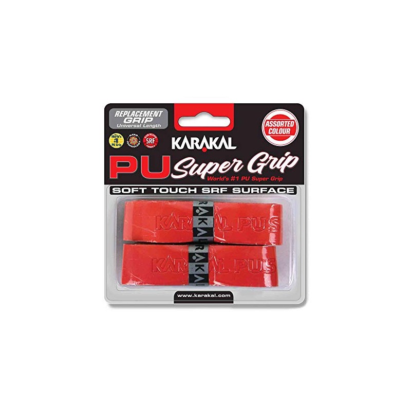 Karakal PU Super Replacement Grip - 2 grips, Colors- Red