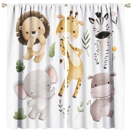 SGLyuliang Nursery Curtains, Jungle Curtains, Safari Curtains for Nursery, Giraffe Painted Curtains Animal cub Curtains for Nursery Kids Room Classroom W63xL63 Inch