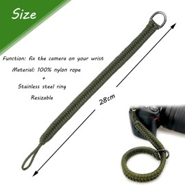 Bogoro Camera Hand Strap, Camera Assist Hand Straps, Adjustable Camera Strap, Hand-Braided Paracord with Quick Release for Nikon, Canon, Sony, Olympus DSLR, Army Green