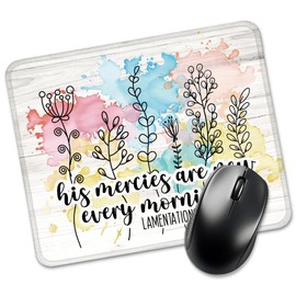 Juoqg His Mercies are New Every Morning Rectangular Mouse Pads, Funny Christian Mouse Pads for Work, Bible Verse Desk Decor for Coworkers, Christian Gifts for Women Psychologist