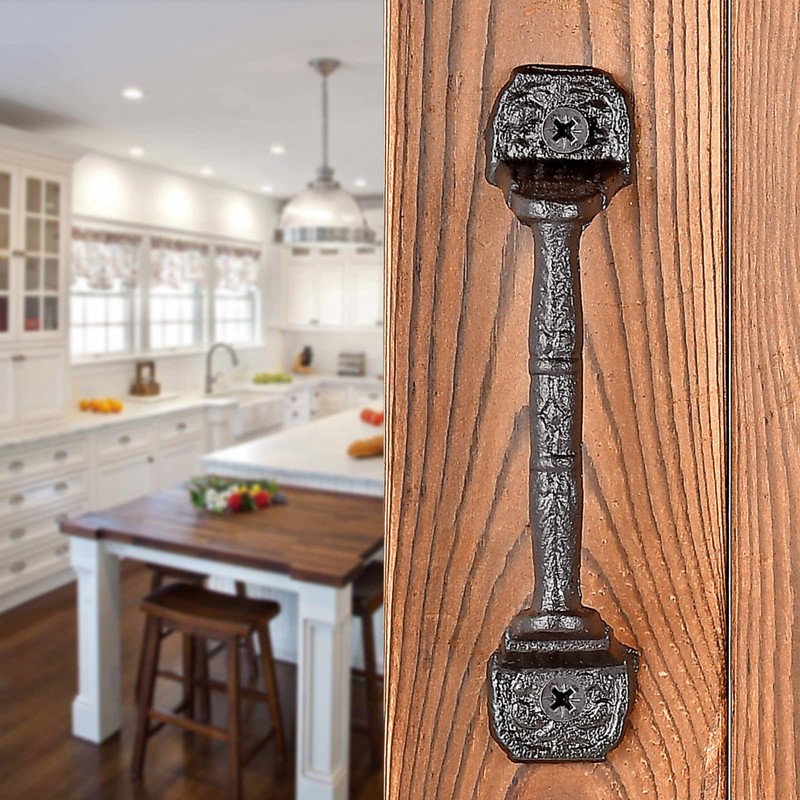 2 Packs 5.51" Dark Brown Barn Door Handles, Cast Iron