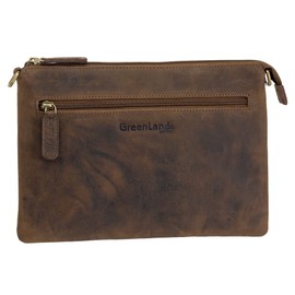 Greenland Nature RFID Leather Bank Wallet Document Bag with High-Quality YKK Zippers Brown, brown