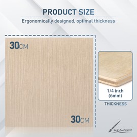 1/4 Baltic Birch Plywood - 11.8 x 11.8 inch, Pack of 8, 6mm Baltic Wood Sheet for Lasers