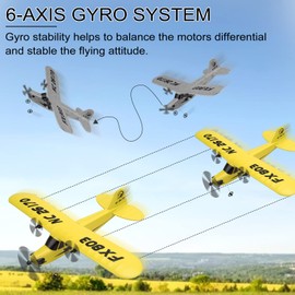 Makerfire RC Airplane FX-803 RTF RC Plane 2.4GHz 2CH Built-in 6-Axis Gyro EPP Remote Control Airplane Glider Easy to Fly for Beginner Adults Kids (Yellow)