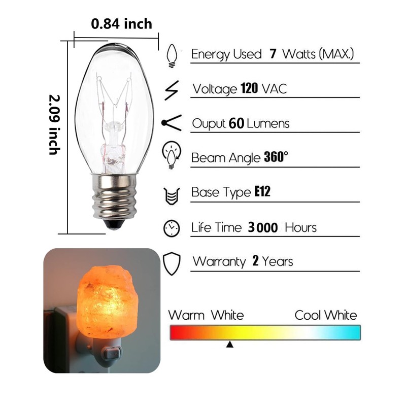 Snnalosses 7 Watt Night Light Bulb Warm White Replacement Bulbs