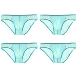 WINDAY Los hombres calzoncillos de encaje de seda de baja altura bikini calzoncillos y ropa interior transpirable B162, Paquete de 4 azul, X-Large