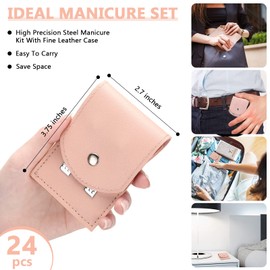 12 Sets de Manicura Kit de Pedicura Cortaúñas Set de Pedicura Profesional de Acero Inoxidable Kit de Aseo Herramientas de Cuidado de Uñas con Lujoso Estuche de Viaje (Rosa, 4 en 1)