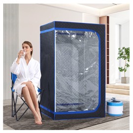 ZONEMEL Full Size Portable Steam Sauna Kit, Personal Full Body Sauna Spa for Home Relaxation, 4 Liters 1500 Watt Steamer, Remote Control, Timer, Foldable Chair (L31.5 x W31.5 x H55.1)