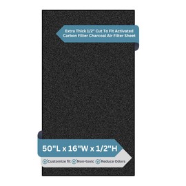 Fresh Headquarters Extra Thick Activated Carbon Filter Sheet - Premium 16"W x 50"L Cut to Fit Air Filter - Ideal Use for Air Purifier, AC Vents, Range Hood, Litter Box and Compost Odor/VOC Control