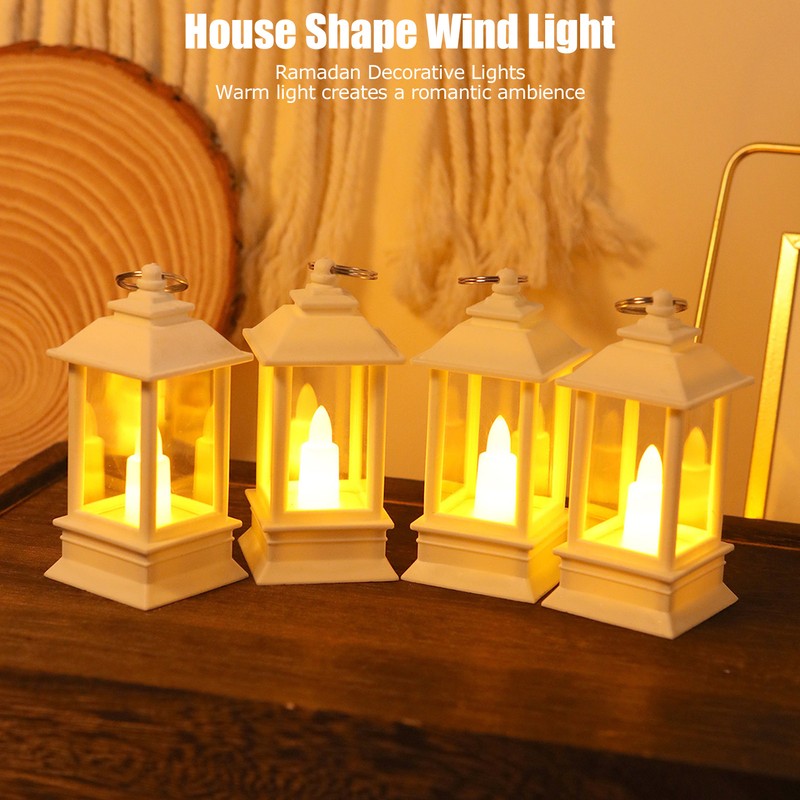 6PCS Ramadan Decorative Lights House Shape Plastic Wind Light Fireplace