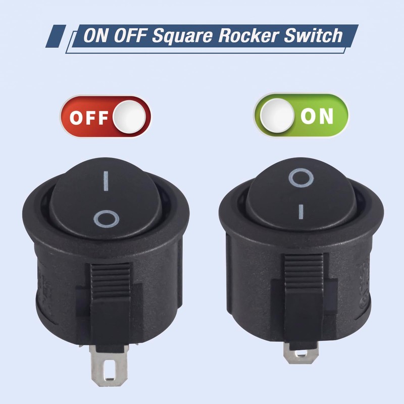 VEXUNGA Rocker Switch Mini Rocker Switch 2-Pin Round Black On/Off