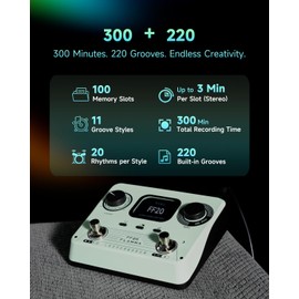 FLAMMA FF20 Looper Pedal Drum Machine, 2 in 1 Drum Looper Guitar Loop Pedals Green