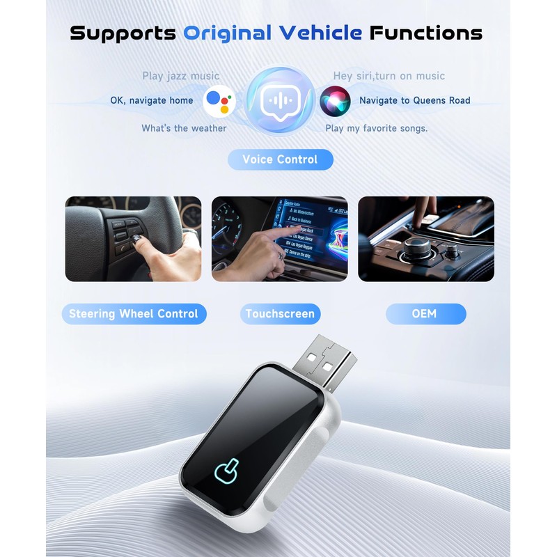 2025 Wireless Android Car & Carplay Wireless Adapter, 2-in-1 Stick