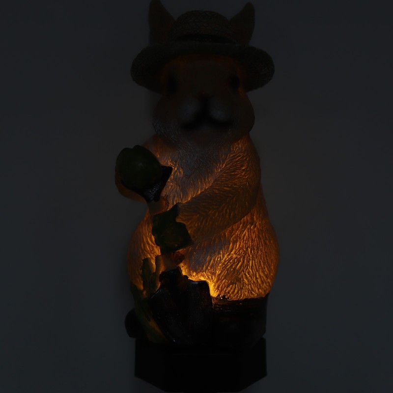 Solar Garden Light Bunny Statue Plastic IP65 Waterproof All Weather