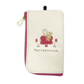 Marimo Craft SRTZ-166 Key & Path Pouch, Flower, Maroon Cream (W x H x H): 3.0 x 4.9 inches (75 x 125 mm)