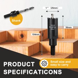 7 3/8 inch Hole Saw for Metal and Plywood, Bi-Metal Circular Wood Drill Bit Cutting 1.75” Deep with Hex Shank for Drywall, Fiberglass, Plasterboard, Acrylic and Sheet Steel