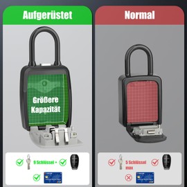 Diyife Large Key Box with Shackle, Weatherproof Key Safe with 4-Digit Number Code, Robust Key Box, Key Hiding Place for Keys, IC Card, for Home, Garages, School, Grey