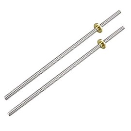sourcing map 300mm Length T8 8mm Dia Lead Screw Rod,4 Lead Stainless Steel Lead Screw Rod With Copper Nut Trapezoidal Thread for 3D Printer Z Axis2pcs