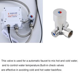 G1/2 Hot & Cold Water Mixing Valve, Automatic Thermostatic Mixing Valve with Check Valves, 20m3/h Temperature Control Mixer for Household or Commercial Pipes