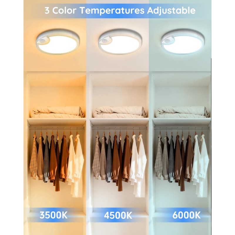 TOOWELL Rechargeable Motion Sensor Ceiling Light: Closet Lights Motion Sensored,