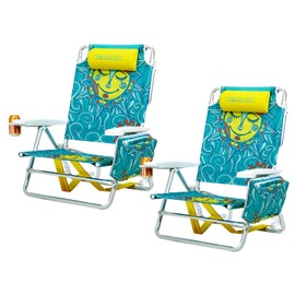 Old Bahama Bay Backpack Beach Chair 2 Pack, Aluminum Lightweight Reclining 5-Position Lounge Chair for Adults Heavy Duty Support 400 LBS Portable Folding with Cooler Bag Camping Chair for Sand Outdoor