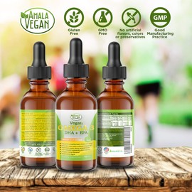 Potent & Organic Vegan Omega 3 Liquid Supplement: Better Than Fish Oil! Plant Based Water Extracted Algae Oil- DHA EPA DPA Fatty Acids- Non GMO- Supports Immune, Heart, Brain & Joint Health-60 Doses
