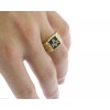 Masonic Mason men's CZ ring black enamel 14K yellow gold