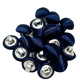 DRHOM 20Pcs 10mm Round Mini Satin Fabric Covered Sewing Buttons for Vintage Suits Wedding Bridal Dress (OneSize, Navy Blue)