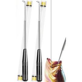 2 Pcs Fishing Hook Remover Tool Set, Black Stainless Steel Fish Hook Extractor Quick & Safe Hook Detacher Non-Slip Handle Magnetic Bottom Compact Storage Tubes Ideal for Freshwater & Saltwater Fishing