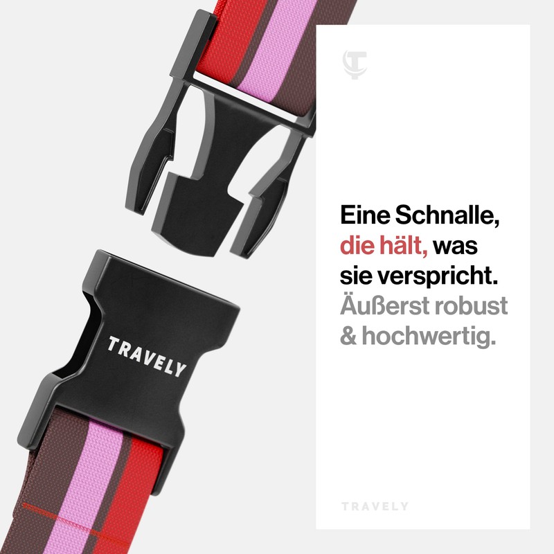 Travely® Premium Luggage Strap – Particularly Eye-catching and Safe –