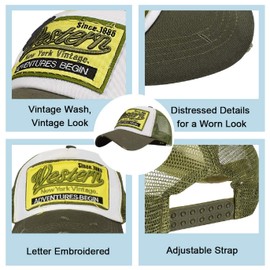 UMIPUBO Baseball Cap Mesh Hats for Men Women Unisex Embroidered Letter Patch Casual Hats Hip Hop Sun Hats (Army Green)