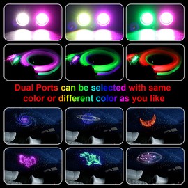 AKEPO Car Home Small Size 32W Dual-Port Different Color Music Activated Fiber Optic Lights, 600pcs of 0.03in 9.8ft Optical Fibers+RGBW Sound Activated Fiber Optic Star Headliner Ceiling Light Kit