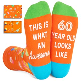 Zmart 60th Birthday Gifts Ideas - Orange Socks for 60 Year Olds, Ideal Gifts for 60 Year Old Women Men