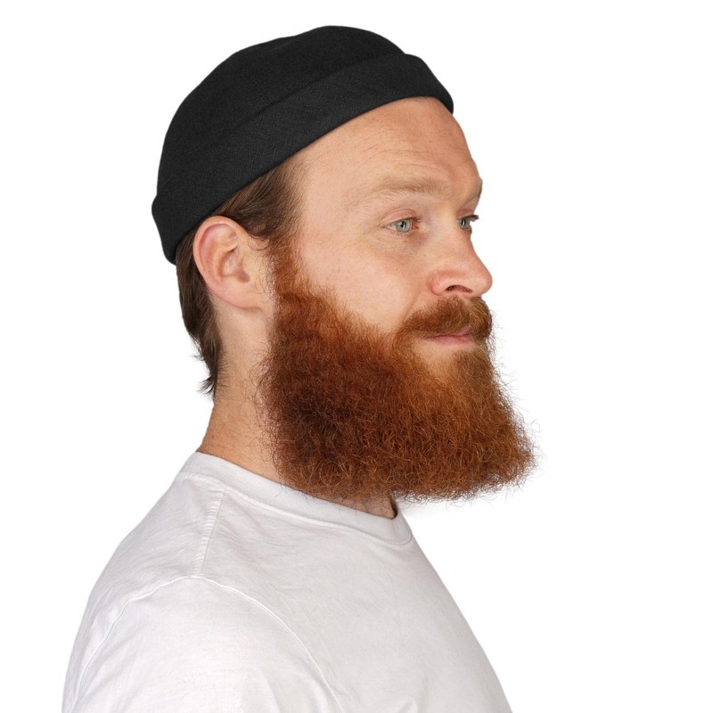 HANSEHELD Docker Cap Linen Short Flat Sailor Cap, black