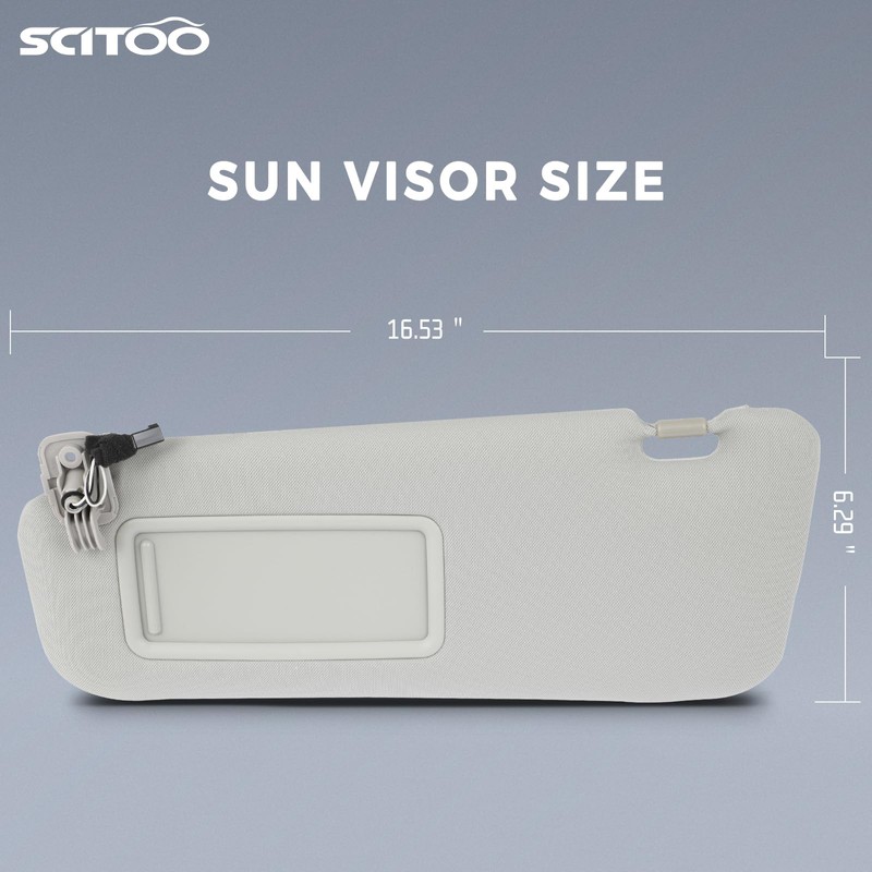 SCITOO Gray Left Driver Side Sun Visor Assembly fit for