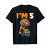 5th Birthday Flying Excavator Toy Construction I'm 5 Five T-Shirt