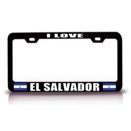 Custom Brother - I Love EL Salvador Flag Metal Car SUV Truck License Plate Frame Bl z43