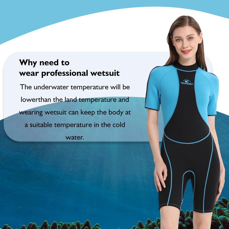 Shorty Wetsuits for Women, 3/2mm Back Zip Wetsuits for Water