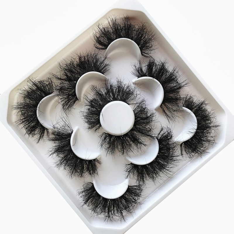 Pooplunch Puflunch False Eyelashes 25MM Volume Dramatic Mink 5 Pairs