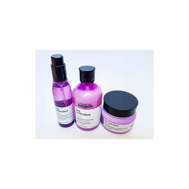 Loreal Kit Liss Unlimited Shampoo 300ml Mascarilla Serum