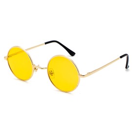 LHSDMOAT Retro Small Round Polarized Men Women Sunglasses, Vintage 60s 70s Lennon style Hippie Sun Glasses, UV400 Trendy Carnival Circle Shades