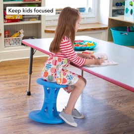 Simplay3 Play Around Wiggle/Wobble Kids Flexible Active Sitting Chair/Stool (Single Stool) to Improve Focus, Posture, Strengthen Core - Ages (5-8) 14 inch Blue - Made in The USA…